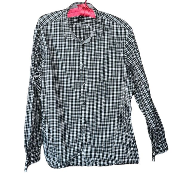 Michael Kors Tailored fit olive green and white checkered long sleeved men’s XL - Picture 1 of 8